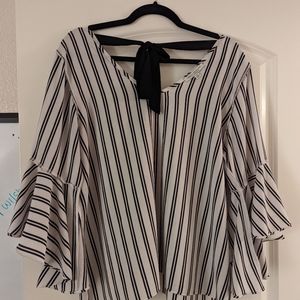 Black striped blouse with bow on the back